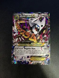 2015 Pokemon Primal Clash Mega M Aggron EX 94/160 XY Holo Ultra Rare Card LP - Image 1