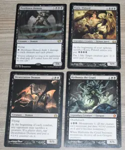 MTG 4 Black Rare Pestilence Desecration Demon, Kuro Pitlord, Hythonia the Cruel - Image 1