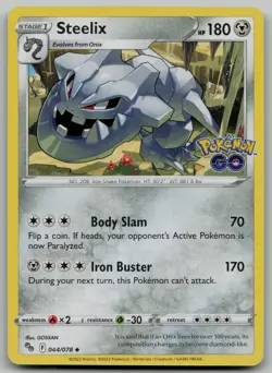 Steelix Uncommon Pokemon GO 044/078 NM - Image 1
