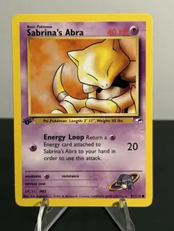 Sabrina's Abra 091/132 1999 1st Edition Pokemon Gym Heroes Regular NM - Image 1