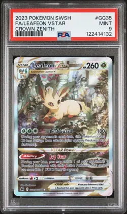 2023 POKEMON SWORD & SHIELD CROWN ZENITH #GG35 FULL ART/LEAFEON VSTAR PSA 9 - Image 1