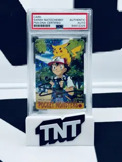 Sarah Natochenny Signed Pokemon Foil Card Ash Pikachu I Chose You Inscribed PSA - Image 1