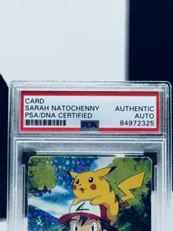 Sarah Natochenny Signed Pokemon Foil Card Ash Pikachu I Chose You Inscribed PSA - Image 2