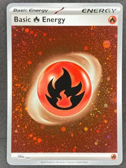 Pokemon Fire Energy Cosmos Holo SVE 002 MEW 151 NM - Image 1