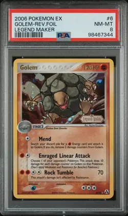 2006 POKEMON EX LEGEND MAKER #6 GOLEM-REVERSE FOIL PSA 8 - Image 1