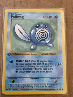 Pokemon TCG Poliwag Base Set 59/102 1st Edition Never Played Near Mint - Image 1