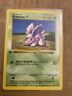 Pokemon TCG Nidoran Base Set 55/102 1st Edition Never Played Near Mint - Image 1