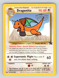 MP* Dragonite #5 Movie Black Star Promo WB Stamp WoTC Rare Pokemon TCG Card - Image 1