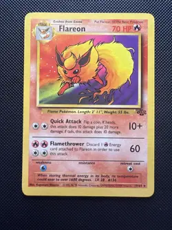 Pokemon TCG Flareon Card Jungle 19/64 Unlimited Non-Holo Rare MP - Image 1