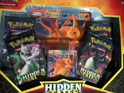 New Pokemon Hidden Fates Charizard GX Collection Box 4 Booster Pack + Jumbo Card - Image 3