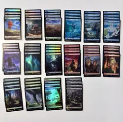 Magic The Gathering: Final Fantasy, 64 FOIL Full Art Lands. 4 of Each. NM - Image 1