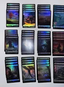 Magic The Gathering: Final Fantasy, 64 FOIL Full Art Lands. 4 of Each. NM - Image 3