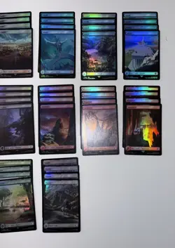 Magic The Gathering: Final Fantasy, 64 FOIL Full Art Lands. 4 of Each. NM - Image 4
