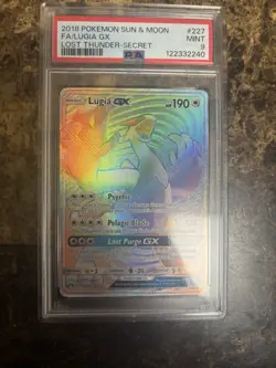 PSA 9 LUGIA GX 227/214 Lost Thunder Secret Rare Rainbow POKEMON - Image 1