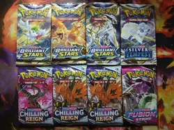 Pokemon TCG Sword & Shield Booster Pack Lot 8 Packs Factory Sealed New - Image 1