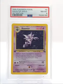 HAUNTER 1999 POKEMON 1ST EDITION FOSSIL HOLO RARE 6/62 PSA 8 Q0907 - Image 1