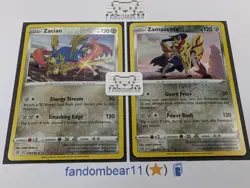 2020 Zacian Zamazenta REVERSE HOLO Rebel Clash card set Pokemon 139/192 LP - Image 2