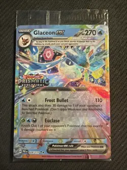 Pokemon TCG Prismatic Evolutions Glaceon ex 026/131 Stamped Promo Card NM Sealed - Image 1
