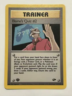 Pokemon Blaine's Quiz #2 1st Edition Uncommon Card 111/132 Gym Challenge - Image 1
