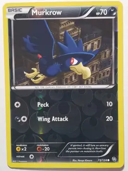 REVERSE HOLO Murkrow 72/124 VLP - Dragons Exalted Pokemon Card - Naoyo Kimura - Image 1
