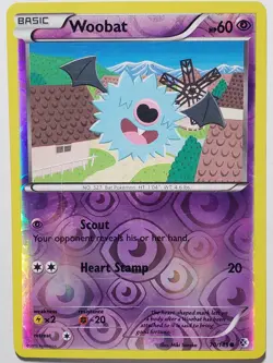 REVERSE HOLO Woobat 70/149 LP - Boundaries Crossed Pokemon Card - Miki Tanaka - Image 1