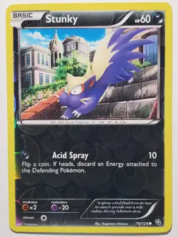REVERSE HOLO Stunky 76/124 DMG - Dragons Exalted Pokemon Card - Kagemaru Himeno - Image 1