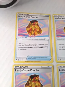 Pokemon TCG Leafy Camo Poncho 160/195 Playset (4x) Silver Tempest Trainer Card - Image 2
