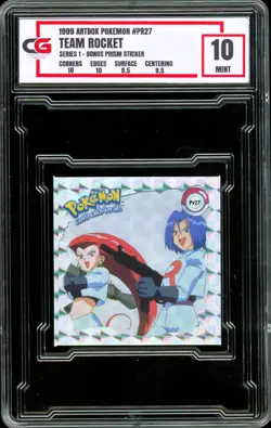 1999 Pokemon Artbox PR27 ~ BONUS PRISM STICKER ~ Team Rocket ~ CG 10 GEM - Image 1