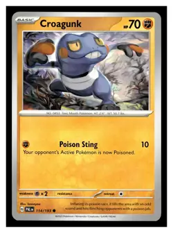 Pokemon SV02: Paldea Evolved Croagunk #114/193 Common - Image 1