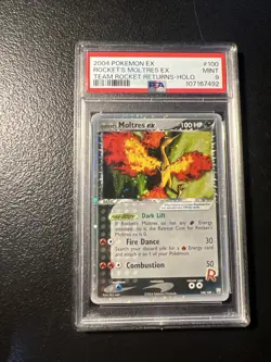 Pokemon Rocket’s Moltres EX #100 Team Rocket Returns Mint PSA 9 - Image 2
