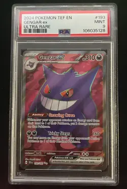 2024 POKEMON TEF EN-TEMPORAL FORCES ULTRA RARE #193 GENGAR EX PSA 9 - Image 1