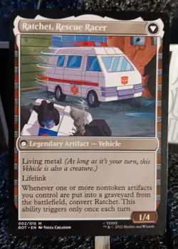 MTG Ratchet, Field Medic 002 Ratchet Rescue Racer Mythic BOT Transformers Card - Image 1