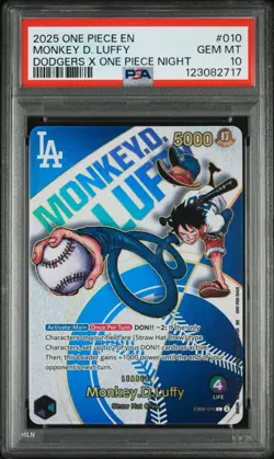 PSA 10 GEM MINT One Piece Los Angeles Dodgers Monkey D. Luffy Promo Card English - Image 1