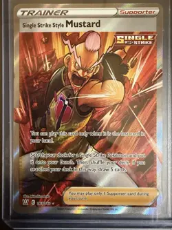 Single Strike Style Mustard 163/163 Battle Styles Full Art Holo Pokemon Card NM - Image 1