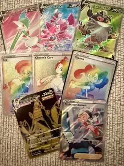 Pokemon Secret Rare Lot 8x RAINBOW GOLD FULL ART TRAINER Cards SWSH - Image 1
