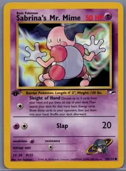 Pokemon Card - Sabrina's Mr. Mime Gym Heroes 1st Edition 94/132 Common WOTC TCG - Image 1