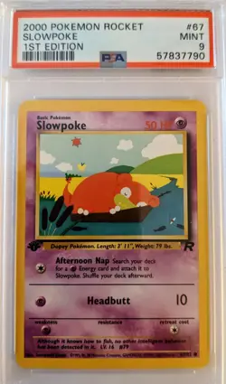 PSA 9 MINT Slowpoke 67/82 1st Edition Team Rocket Pokemon Card 028 - Image 1