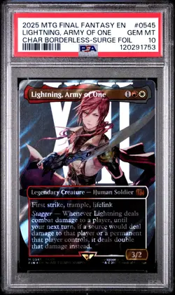 2025 MTG FINAL FANTASY SURGE FOIL #0545 LIGHTNING, ARMY OF ONE PSA 10 - Image 1