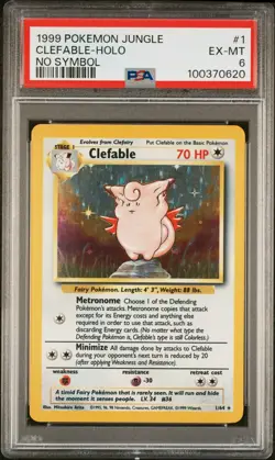 1999 POKEMON JUNGLE NO SYMBOL #1 CLEFABLE-HOLO PSA 6 - Image 1