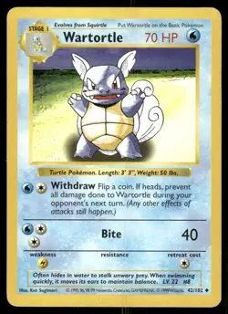 Pokemon Tcg Wartortle [Shadowless] #42 Pokemon Base Set LP - Image 1