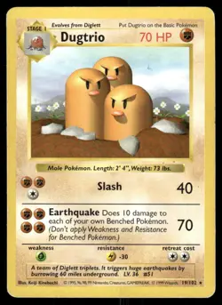 Pokemon Tcg Dugtrio [Shadowless] #19 Pokemon Base Set LP - Image 1