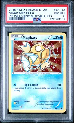 2016 POKEMON XY BLACK STAR PROMO SHINY MEGA GYARADOS #XY143 MAGIKARP-HOLO PSA 8 - Image 1