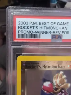 Pokemon PSA 8 Rocket's Hitmonchan Reverse Holo Best of Game Winner Promo W/Swirl - Image 2