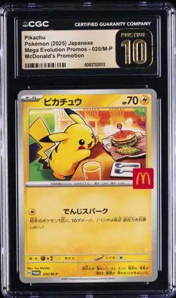 2025 POKEMON JPN MEGA EVOLUTION MCDONALD'S PROMO #020 PIKACHU CGC 10 PRISTINE - Image 1