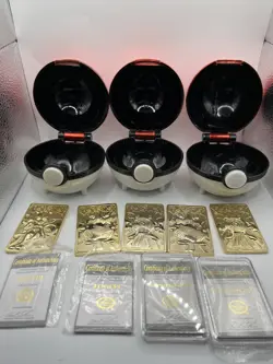 Pokemon 23k Gold Played Trading Card Set Red Box Lot Of 15 - 6 Sealed - Image 4