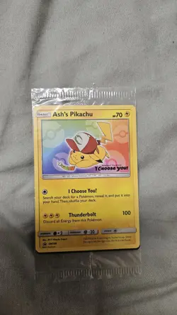 Pokemon Pikachu TCG Card Ash's Pikachu SM108 Promo - Image 1