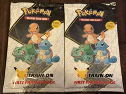 Pokemon TCG First Partner Pack KANTO 25th Anniversary Train On Oversize Card x2 820650809682 - Image 1