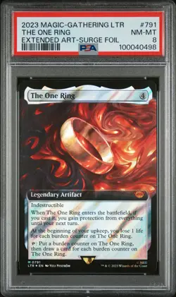 2023 MTG TALES OF MIDDLE-EARTH EXTENDED ART-SURGE FOIL #791 THE ONE RING PSA 8 - Image 1