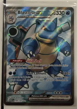 Pokemon Scarlet and Violet 151 Full Art Blastoise ex 184/165 - Image 1