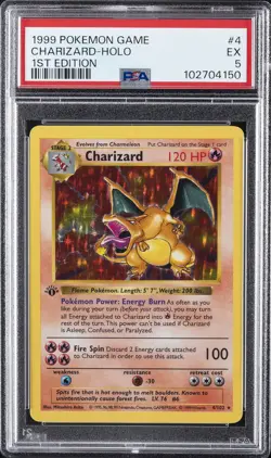 1999 POKEMON BASE SET 1ST EDITION #4 CHARIZARD-HOLO PSA 5 - Image 1